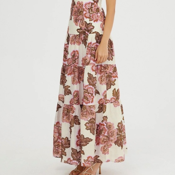 Significant Other Maizie Linen Blend Halter Maxi Floral Print Dress Size US 8 - Picture 3 of 10